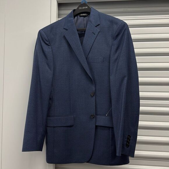 Jos A Bank Mens Size 40R Blazer Madras Patchwork Blue Sport Coat Jacket - Picture 1 of 10